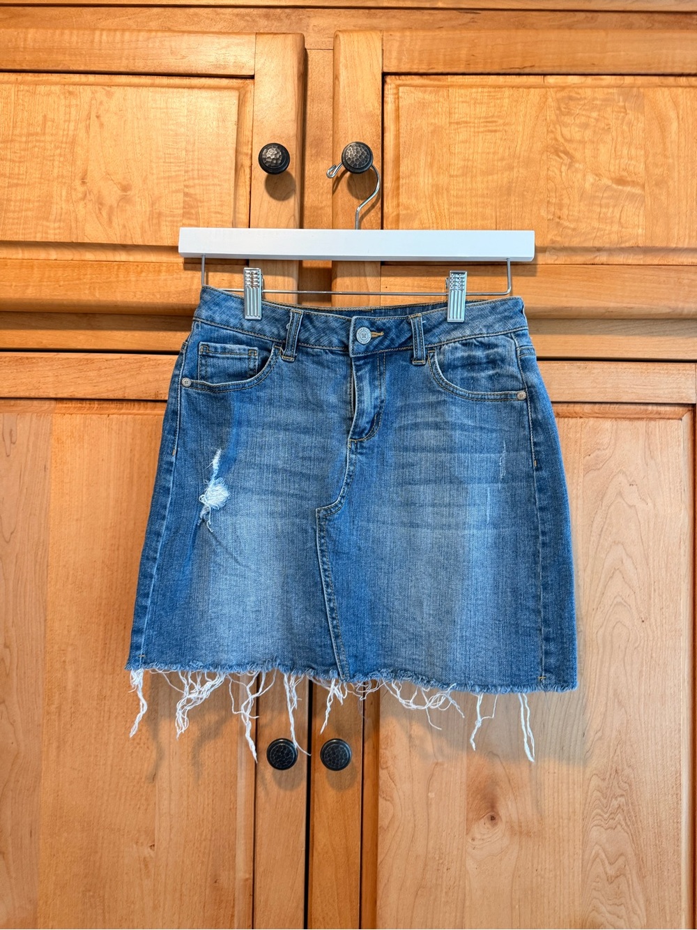 Altar'd State Blue Distressed Denim Mini Skirt